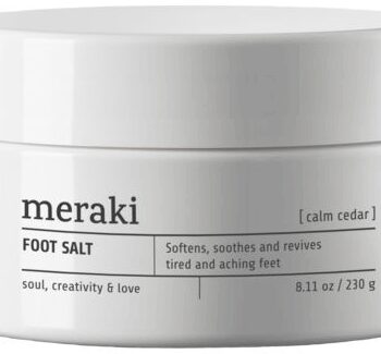 Hvid Meraki Calm Cedar Fodbadesalt Naturligt Havsalt Til Fodbad Med Eukalyptus Mynte & Lime Ecocert - Meraki Welovebeauty  - 5707644807990