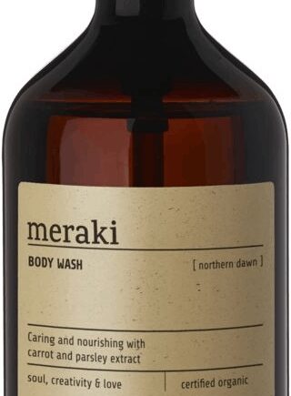 Sort Body Wash Meraki Northern Dawn Økologisk Kropssæbe Med Gulerod & Persille - Meraki Welovebeauty  - 5707644528154