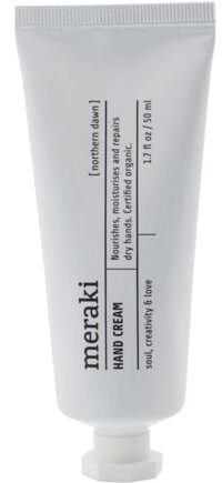 Hvid Håndcreme Meraki Northern Dawn Cosmos økologisk Fugtgivende Med Mandelolie & Aloe Vera Appelsin Cedertræ Duft - Meraki Welovebeauty  - 5707644529564