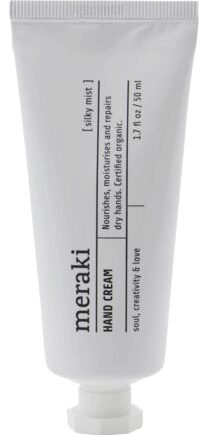 Hvid Håndcreme Meraki Silky Mist økologisk Fugtgivende Med Aloe Vera & Jojoba Nærende Kakaosmør Ikke Fedtet Diskret Citrusduft - Meraki Welovebeauty  - 5707644529588