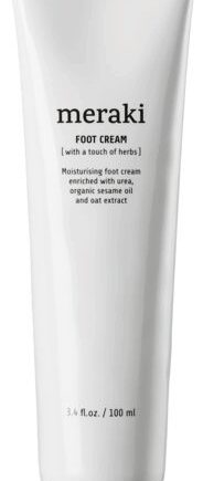 Hvid Fodcreme Meraki Foot 100 Fugtgivende Med Karbamid økologisk Sesamolie & Havreekstrakt Beroligende Urte Duft - Meraki Welovebeauty  - 5707644467767