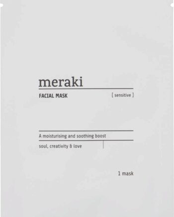 Hvid Ansigtsmaske Meraki Sensitive Fugtgivende Beroligende Sheet Maske Med Aloe Vera Agurk Tomat & Centella Asiatica - Meraki Welovebeauty  - 5707644480766