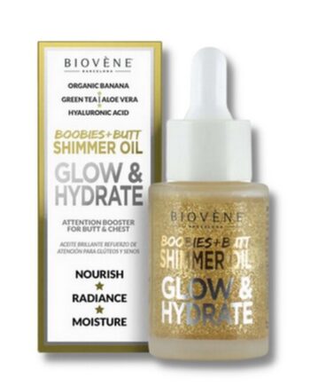 Glitter, Gylden Biovene Glow & Hydrate Shimmer Oil For Boobies & Butt - Biovene Welovebeauty  - 8436575095165