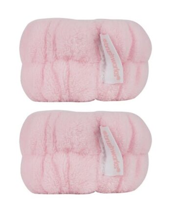 Pink Brushworks Microfibre Wrist Wash Bands Stk - Brushworks Welovebeauty  - 5060903876497